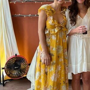 Yellow open back maxi dress